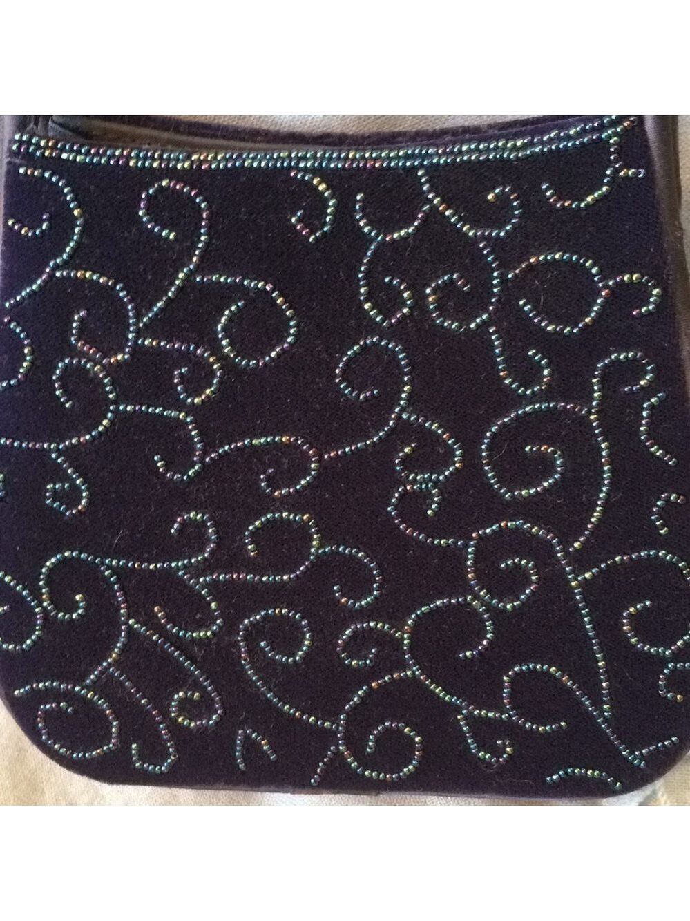 Vintage Midnight blue evening bag with iridescent beads formal special occasion - Picture 4 of 5